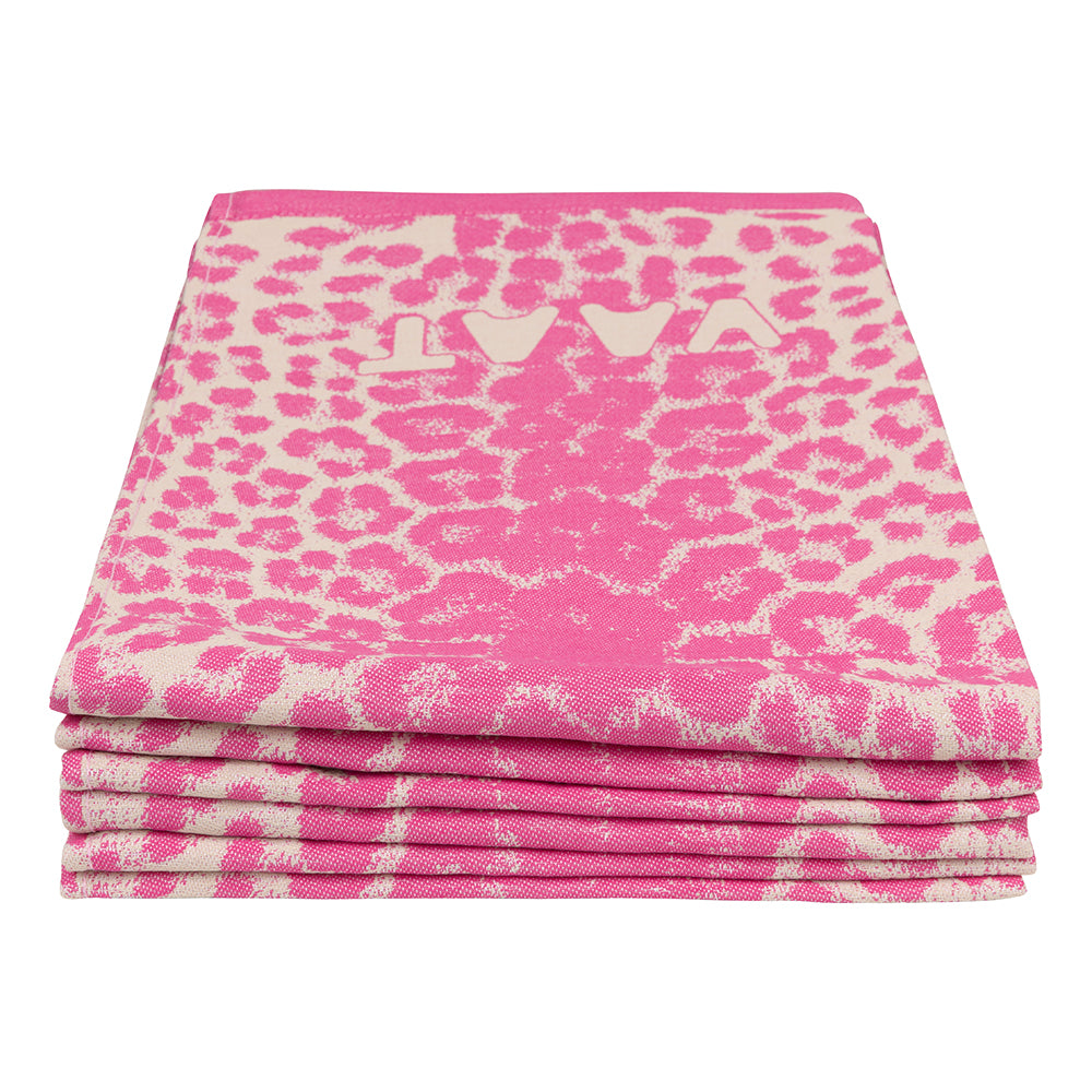 Tea towels I love leopard - pink / sand - 50 x 70 cm (6 pieces)