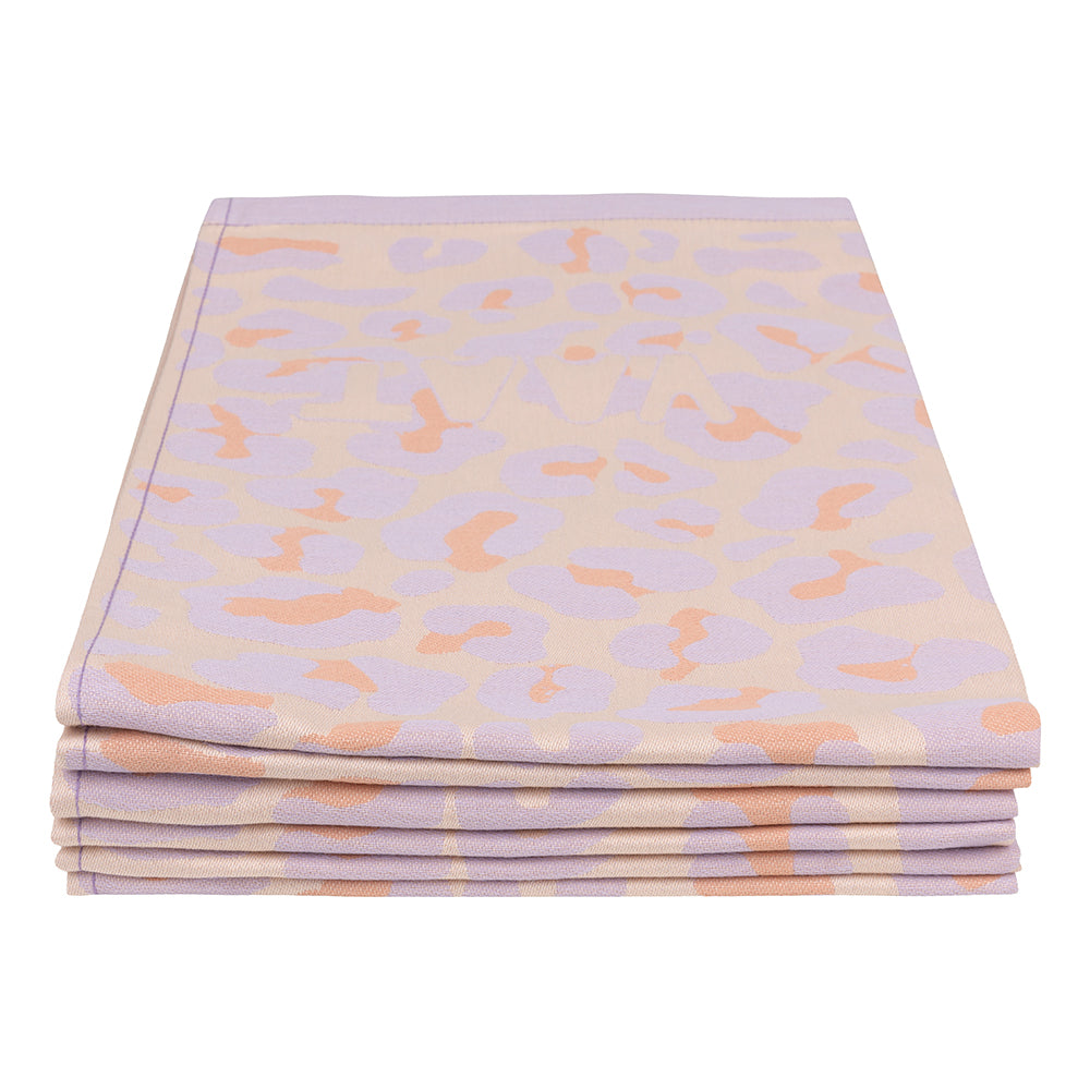 Tea towels I love leopard - lilac / peach - 50 x 70 cm (6 pieces)
