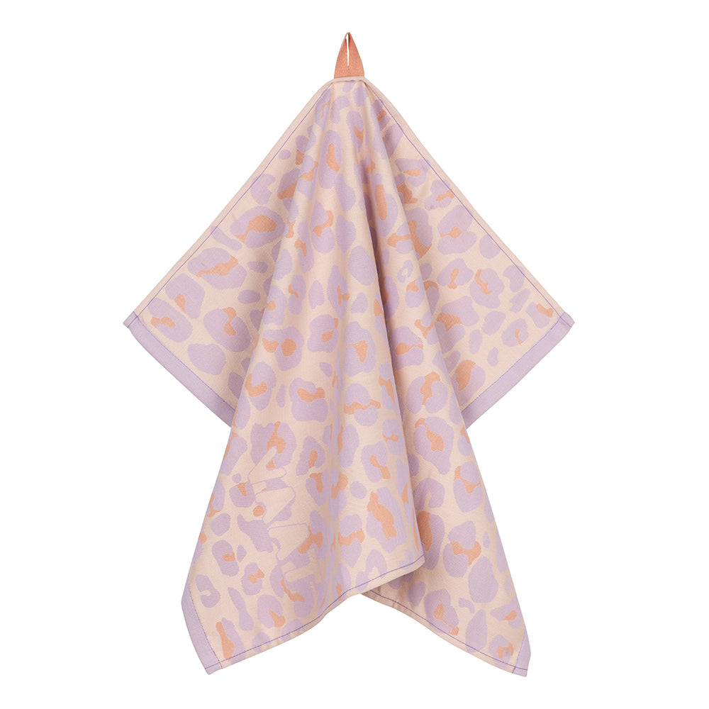 Tea towels I love leopard - lilac / peach - 50 x 70 cm (6 pieces)