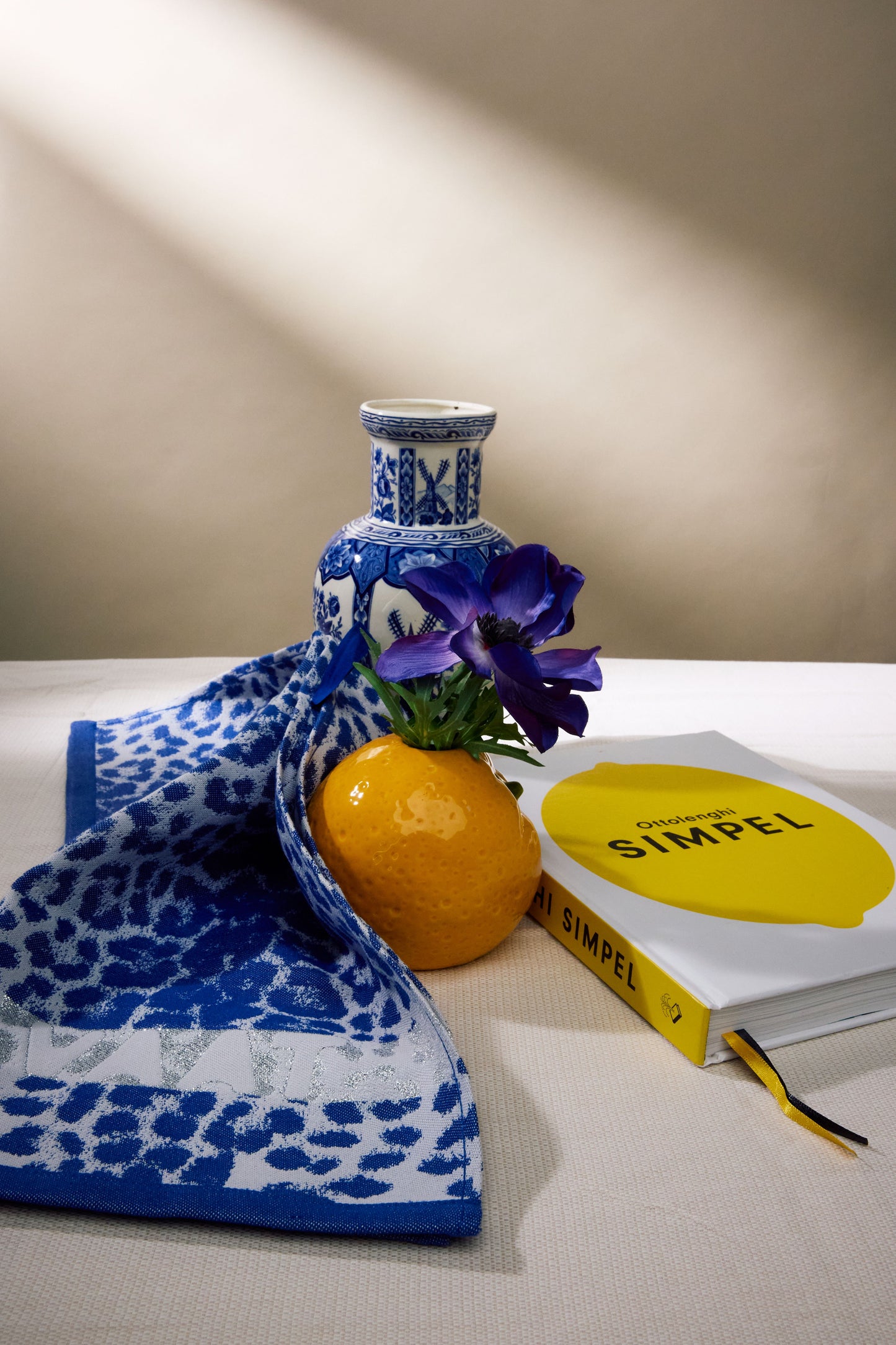 Theedoeken I love leopard - royal blue / grey / silver - 50 x 70 cm (6 stuks)
