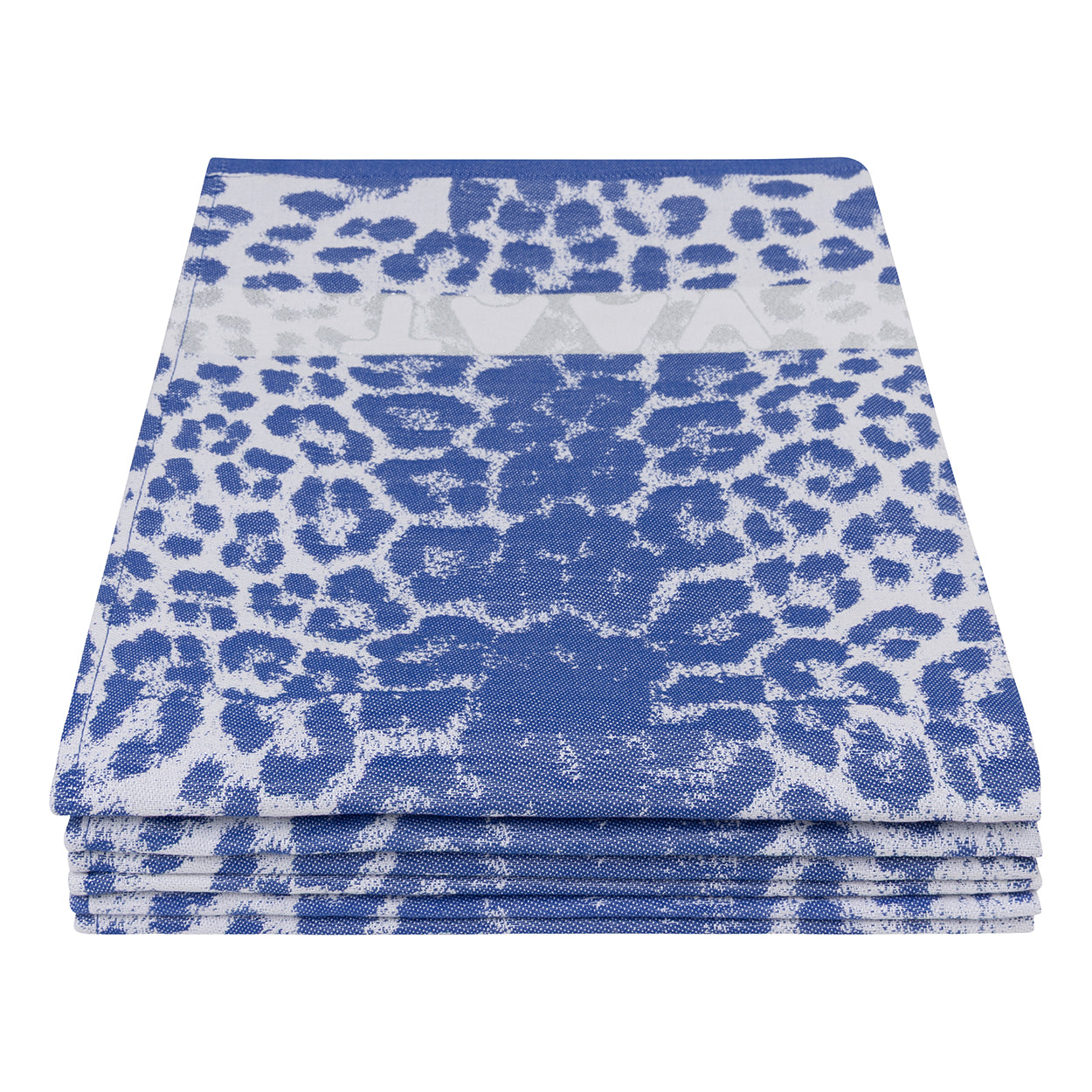 Theedoeken I love leopard - royal blue / grey / silver - 50 x 70 cm (6 stuks)
