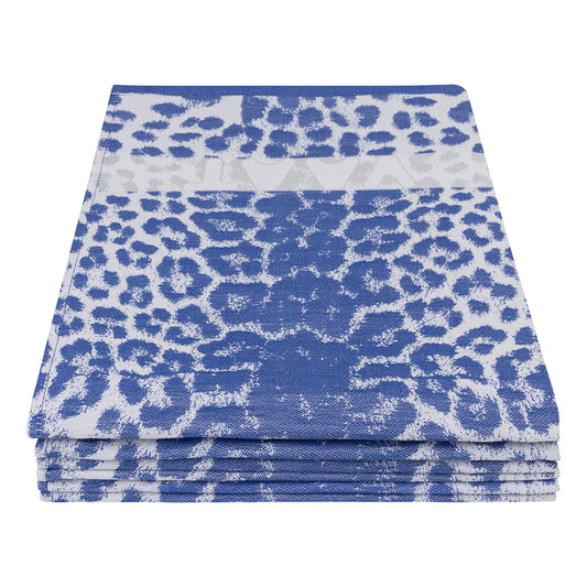 Set of tea towels I love leopard - black / sand with lurex piping - 50 x 70 cm (6 pieces)