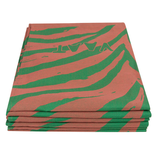 Tea towels I love zebra - coral / green - 50 x 70 cm (6 pieces)