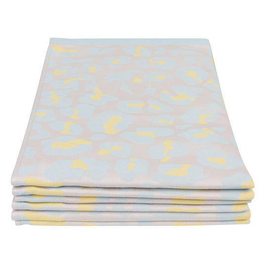 Set of tea towels I love leopard - lilac / peach - 50 x 70 cm (6 pieces)
