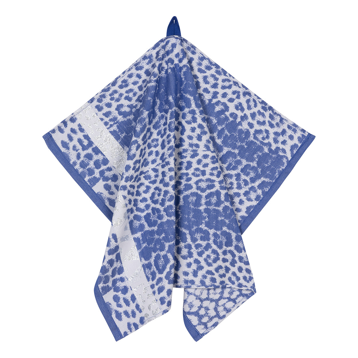 Theedoeken I love leopard - royal blue / grey / silver - 50 x 70 cm (6 stuks)