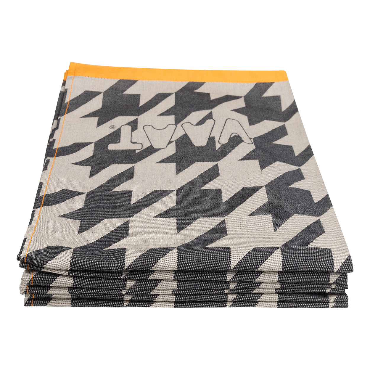Tea towel I love pied de poule - black / sand