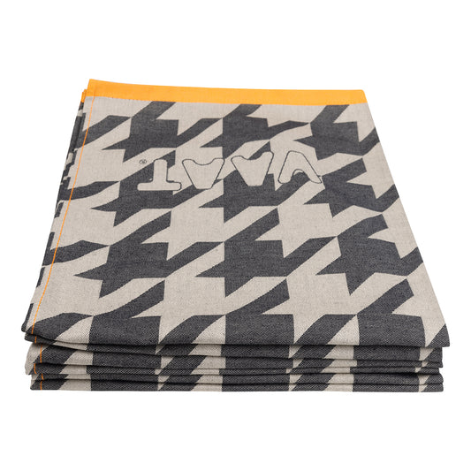 Set theedoeken I love pied-de-poule - black / sand - 50 x 70 cm (6 stuks)