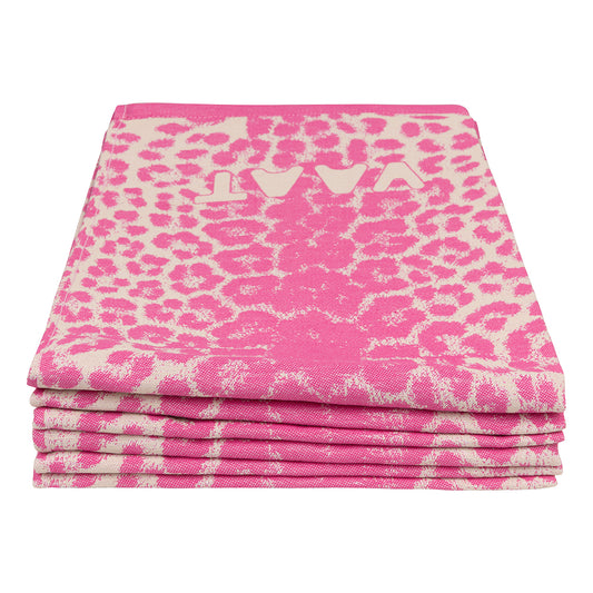 Set theedoeken I love leopard - pink / sand - 50 x 70 cm (6 stuks)