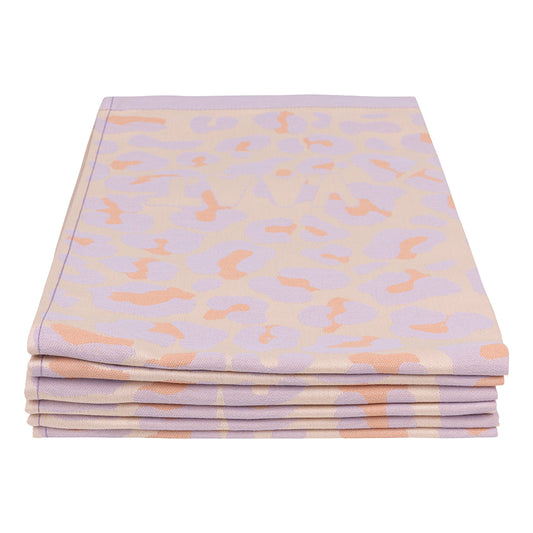 Set theedoeken I love leopard - lilac / peach - 50 x 70 cm (6 stuks)
