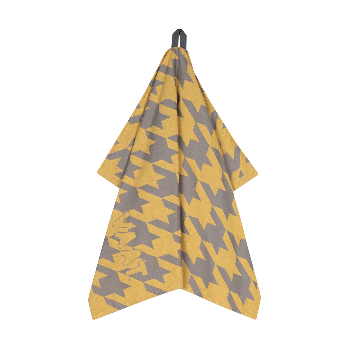Set theedoeken I love pied-de-poule - yellow / grey - 50 x 70 cm (6 stuks)
