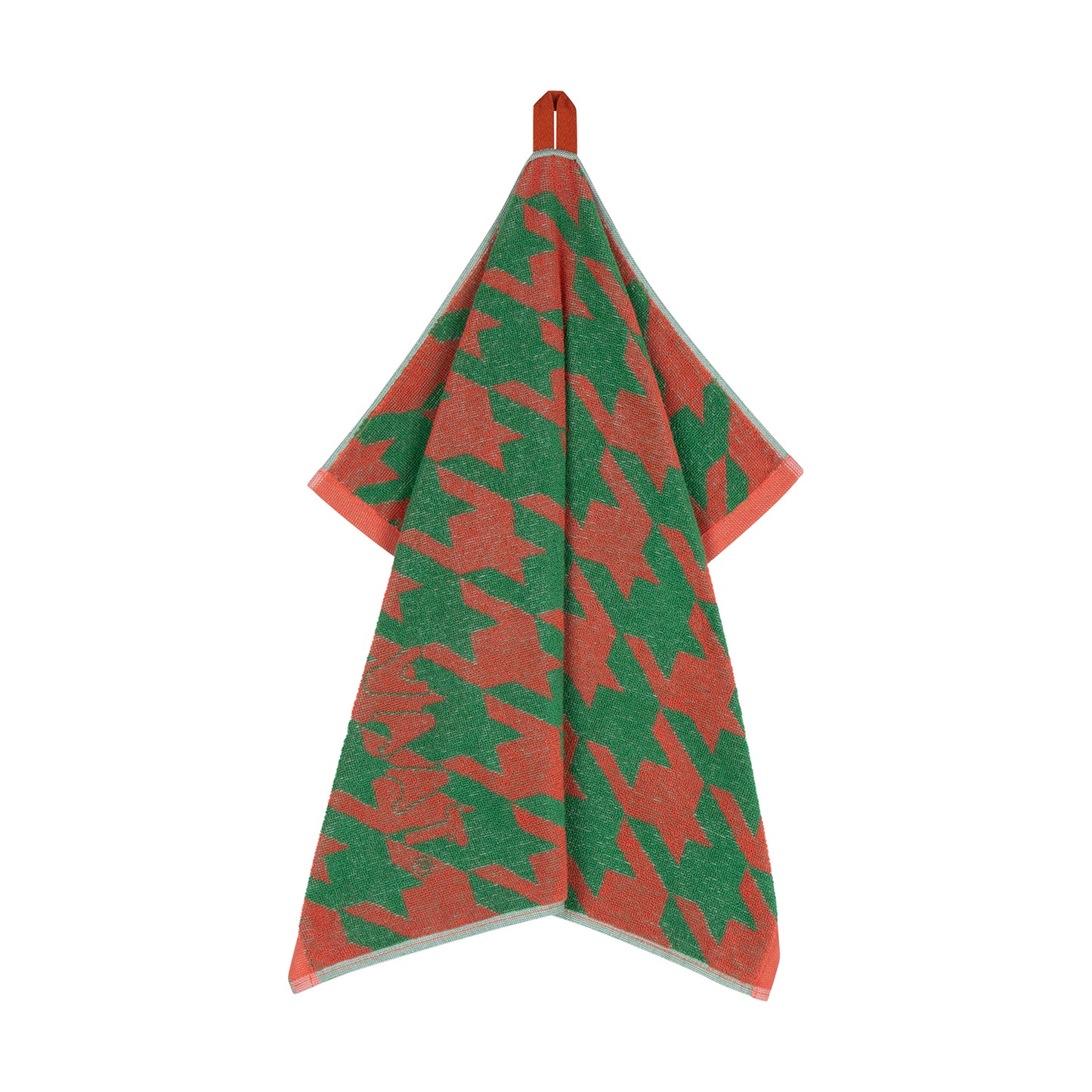 Set of kitchen towels I love houndstooth - coral / green - 50 x 60 cm (6 pieces)