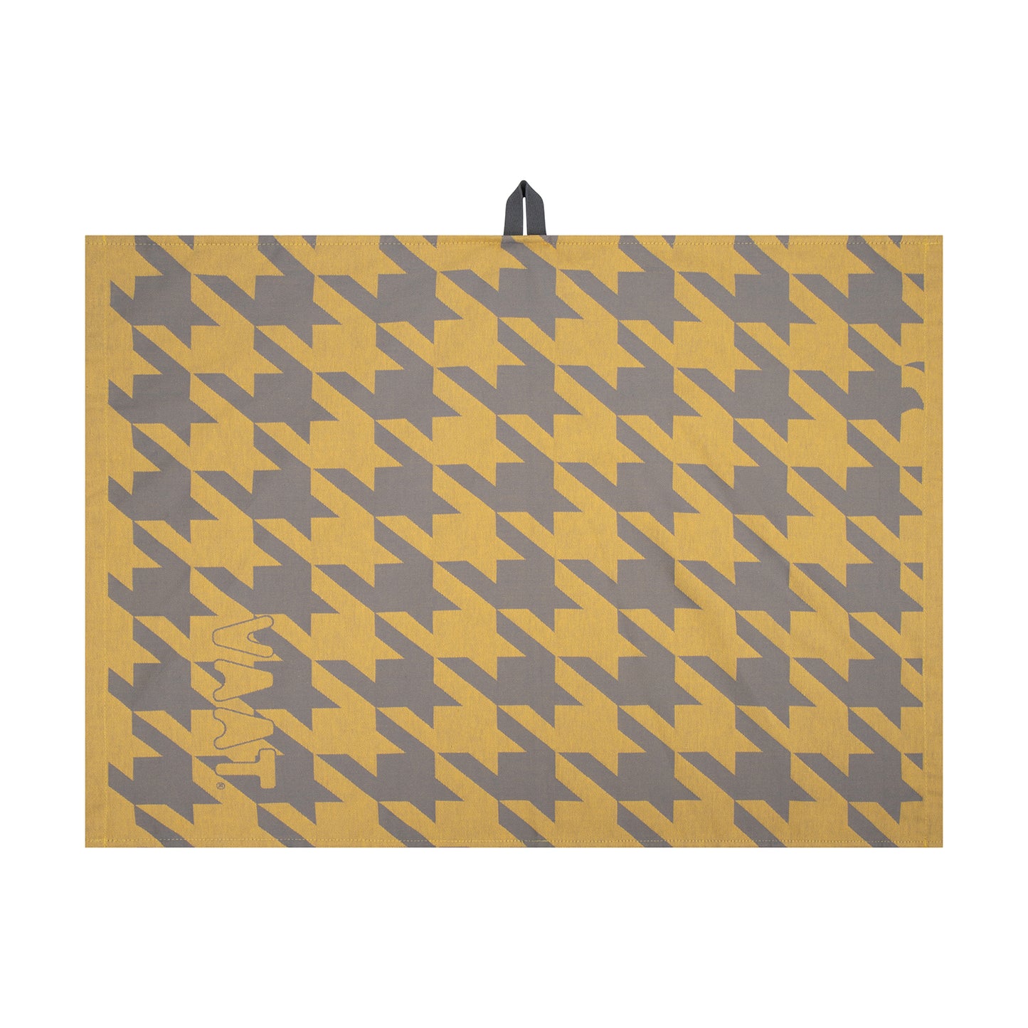 Set theedoeken I love pied-de-poule - yellow / grey - 50 x 70 cm (6 stuks)