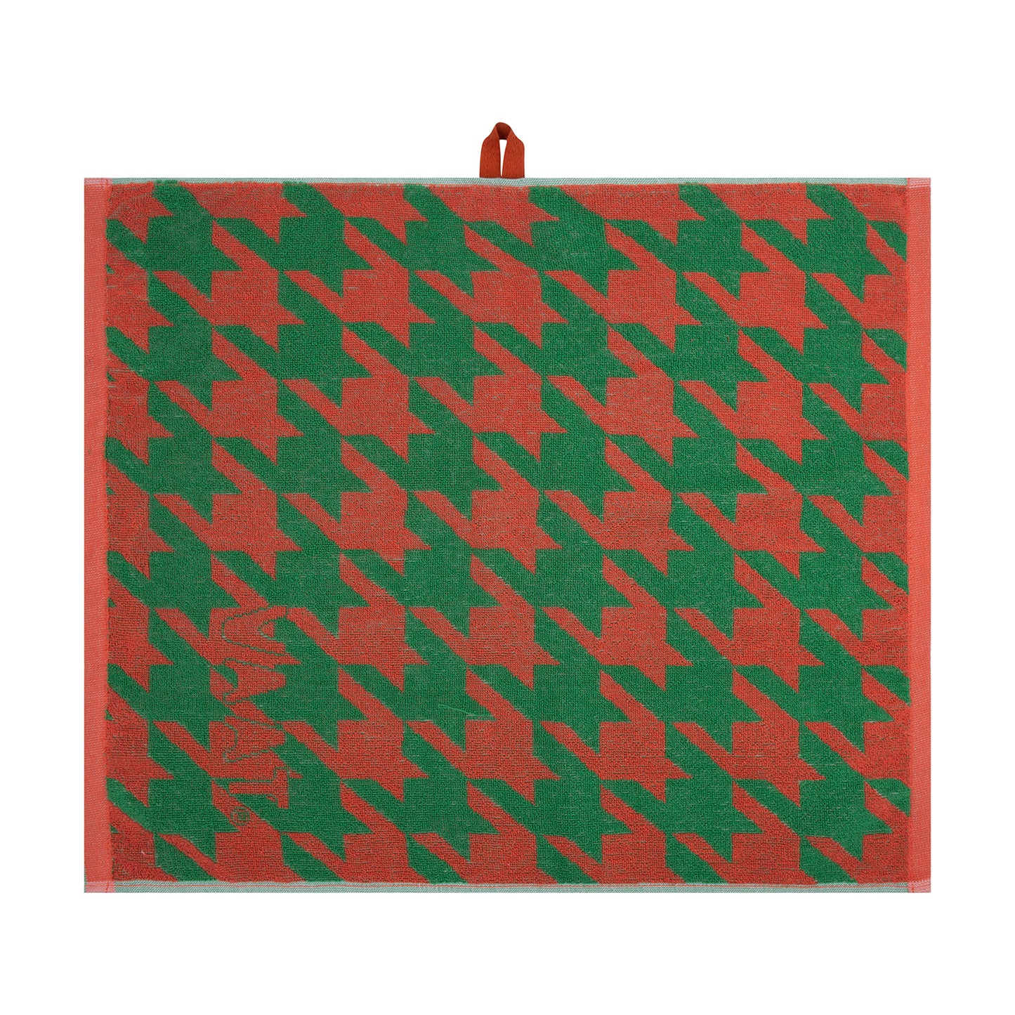Set of kitchen towels I love houndstooth - coral / green - 50 x 60 cm (6 pieces)