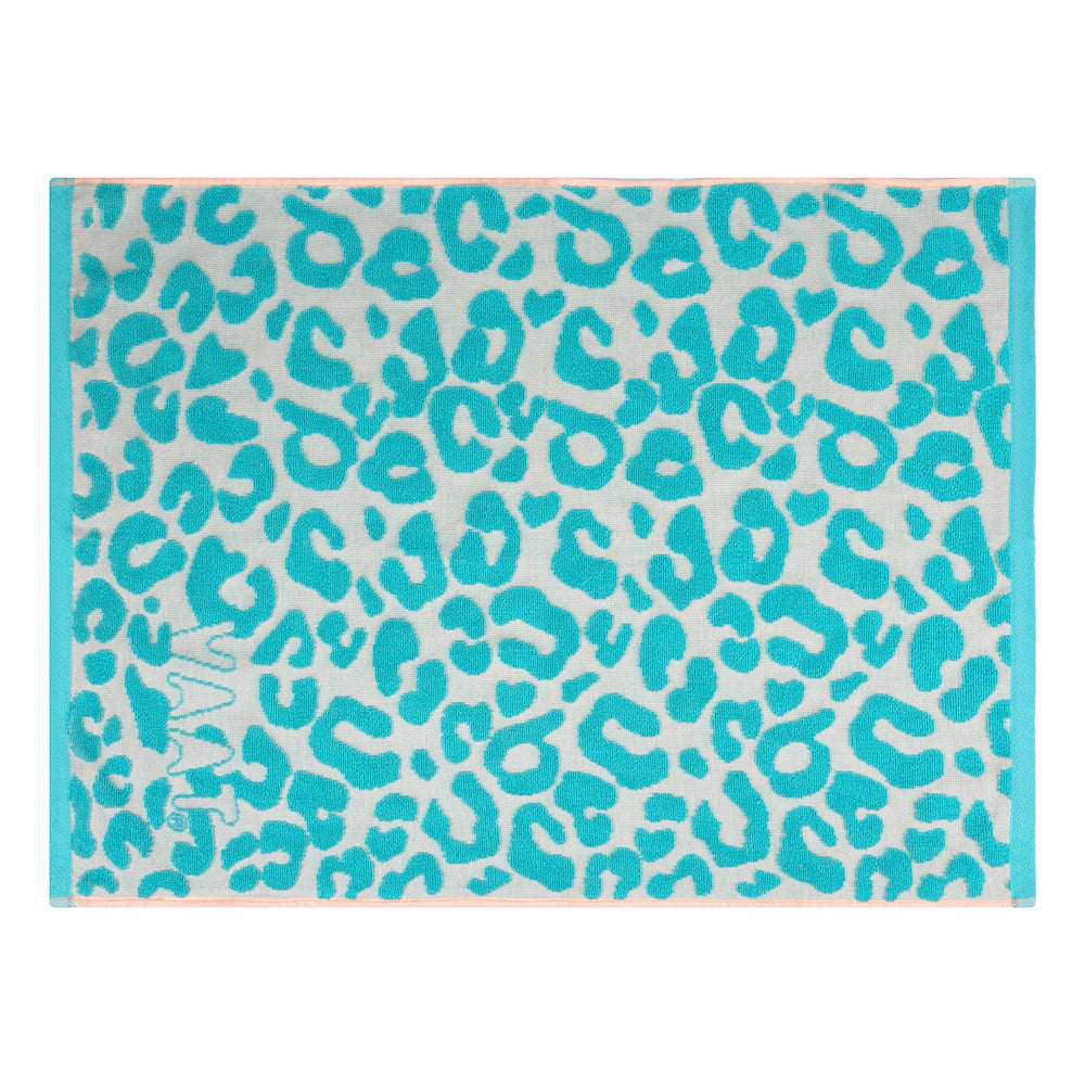 Set keukenhanddoeken I love leopard met reliëf  turquoise / soft pink  - 50 x 60 cm (6 stuks)